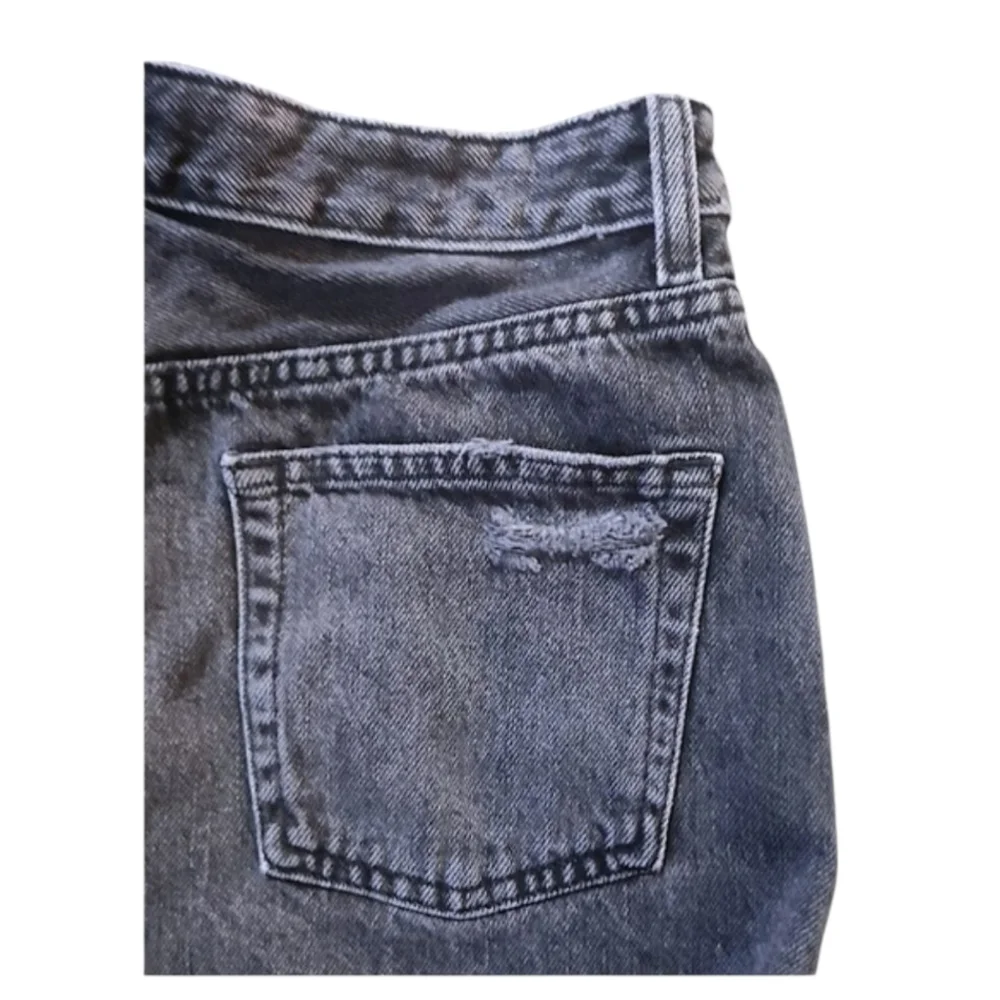 Topshop Blue Jean Shorts Distressed High-Waisted - Picture 4 of 5
